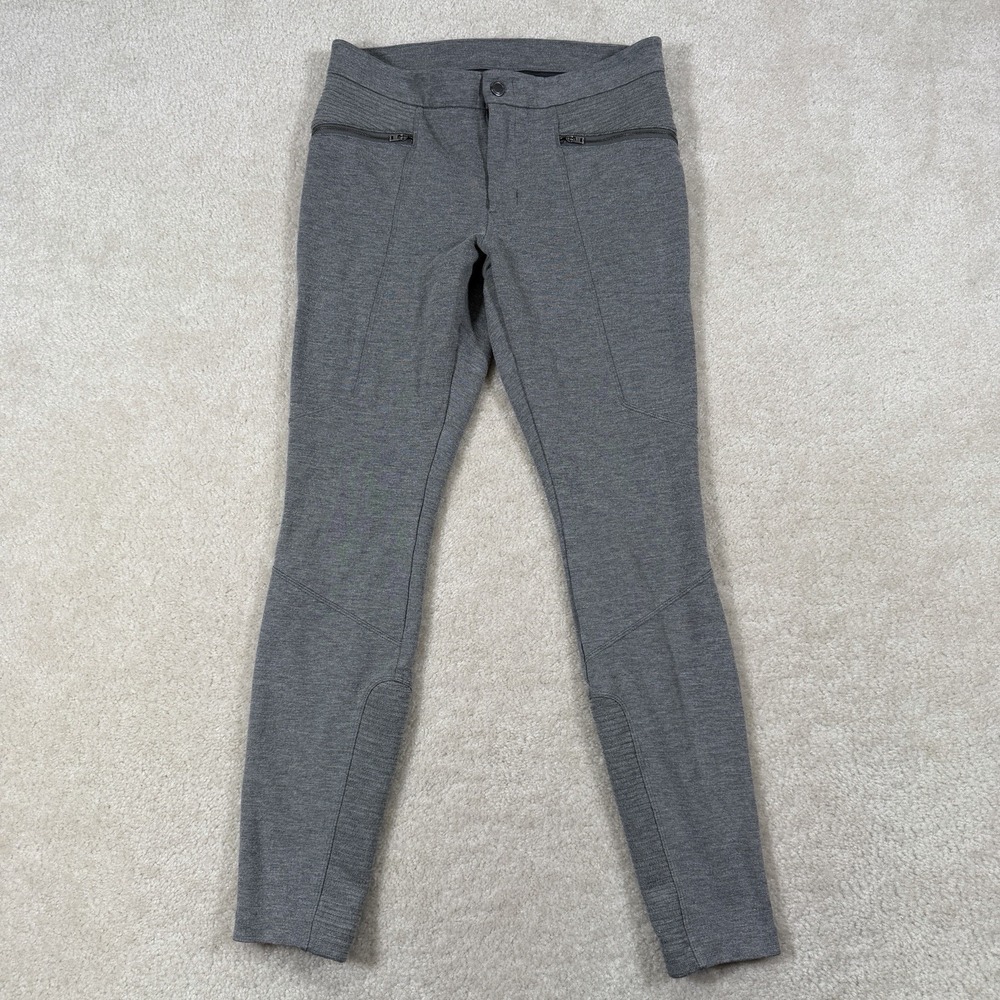 Athleta Ponte Moto Pants Womens 4 Gray Zip Pockets Skinny Fit
